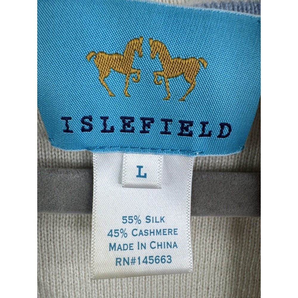 Islefield Silk Cashmere Striped Open Front Cardigan Womens L Quiet Luxury Preppy - Picture 4 of 5